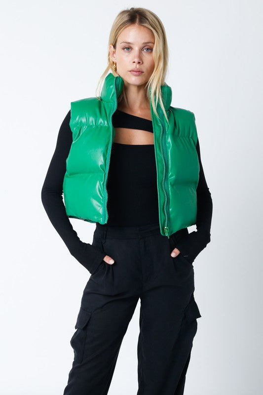 Poppy Faux Leather Puffer Vest