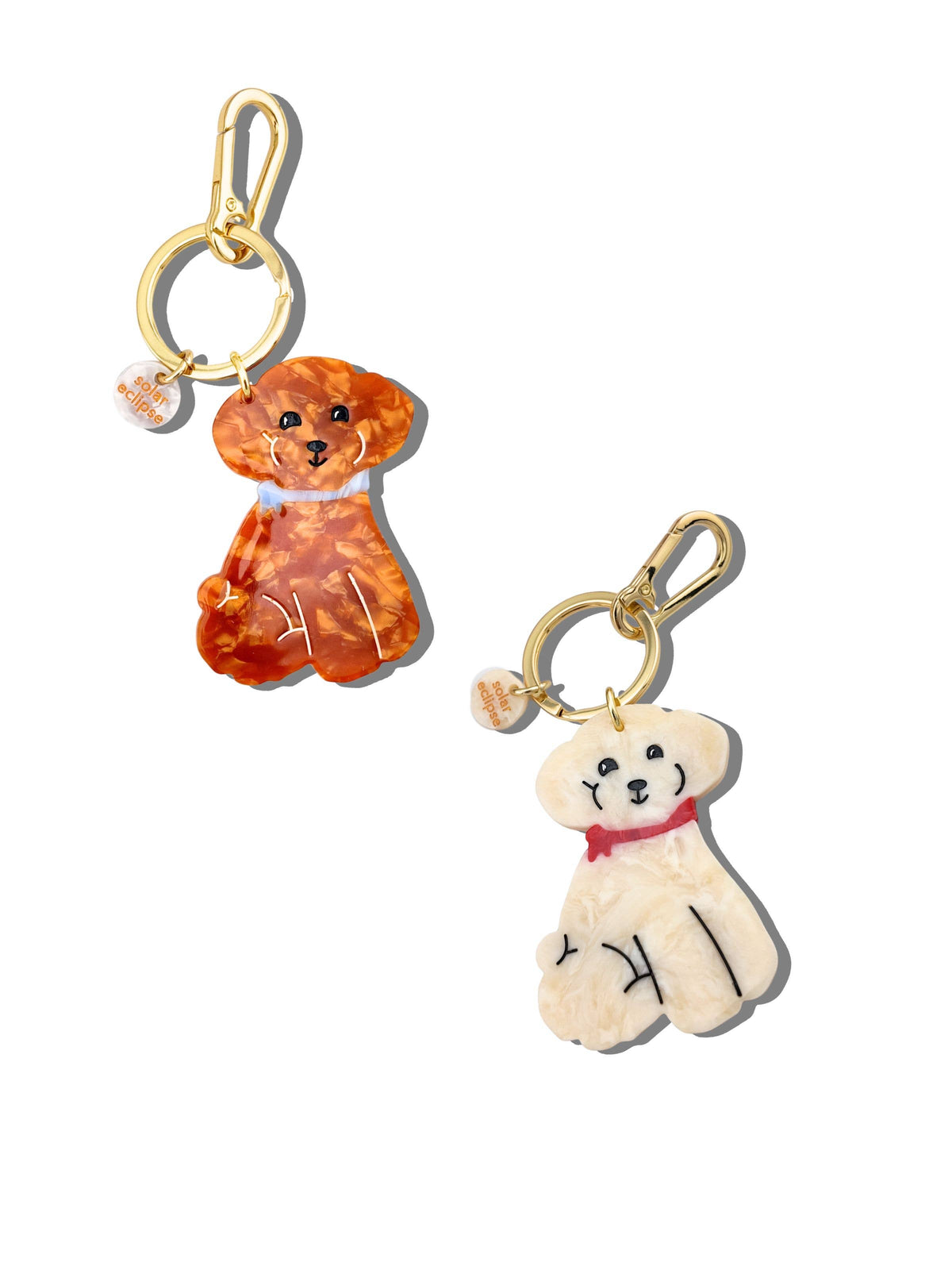 Hand-painted Doodle Puppy Bag Charm + Keychain