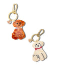Hand-painted Doodle Puppy Bag Charm + Keychain