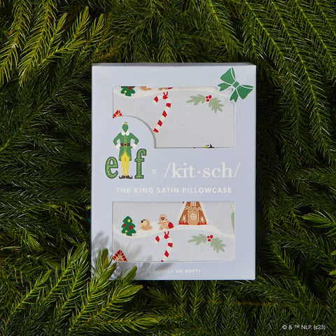 elf x kitsch King Satin Pillowcase - Periwinkle Christmas