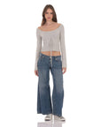 Low Rise Wide Leg Jeans in Blue