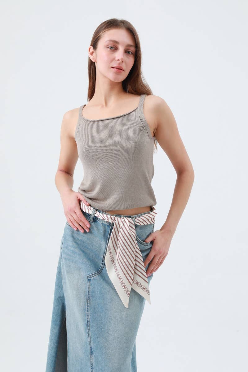 Striped Satin Silky Skinny Scarf