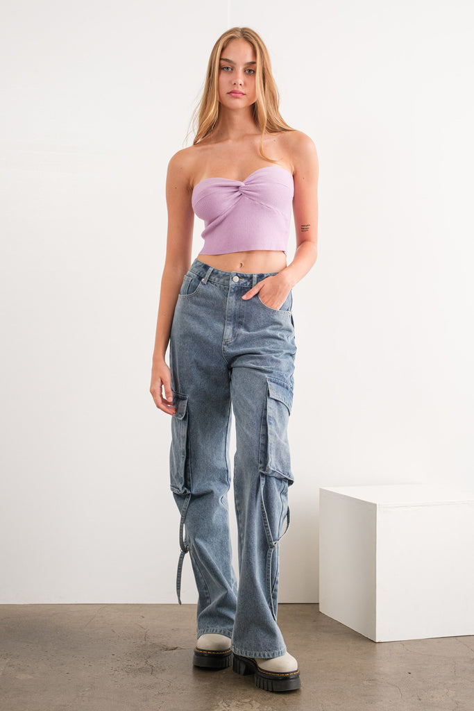 Hit Me On The Top Twist Tube Crop Top – Brightside Boutique