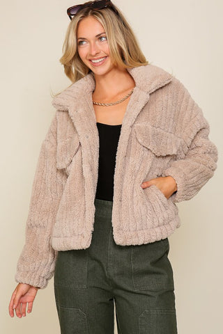 Cozy teddy button down jacket