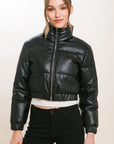 Suzy Faux Leather Puffer Jacket