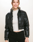 Suzy Faux Leather Puffer Jacket