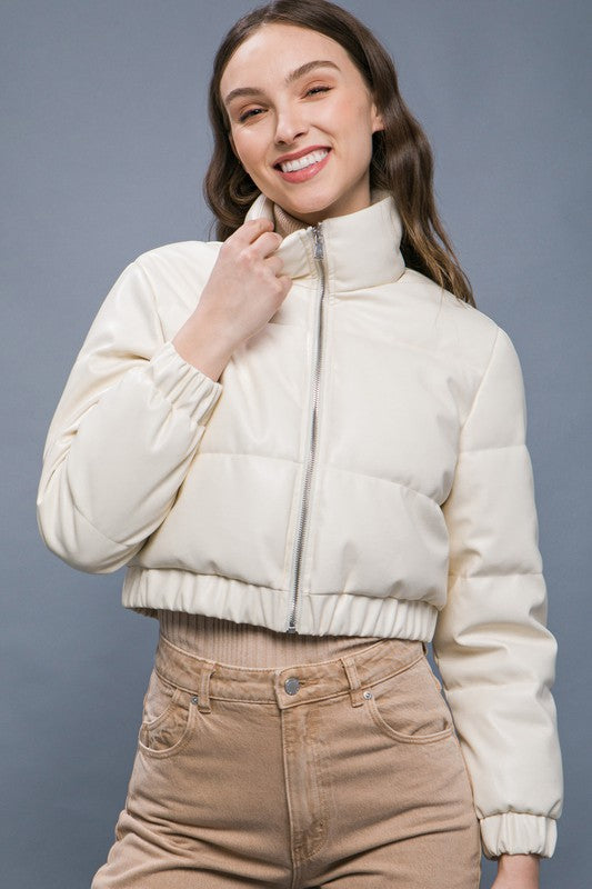 Suzy Faux Leather Puffer Jacket