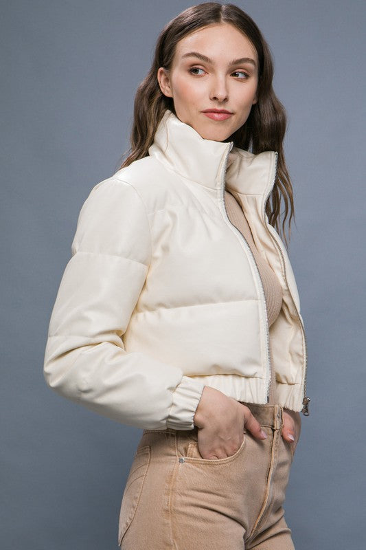 Suzy Faux Leather Puffer Jacket