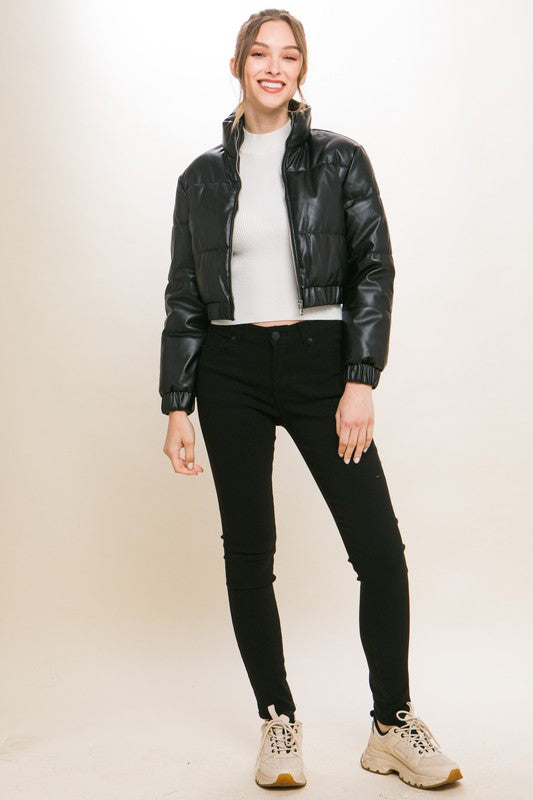 Suzy Faux Leather Puffer Jacket