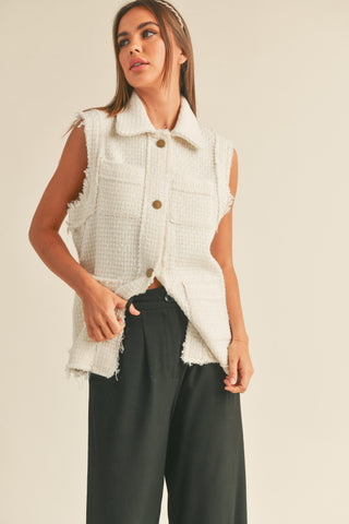 Trina Fringe Tweed Vest