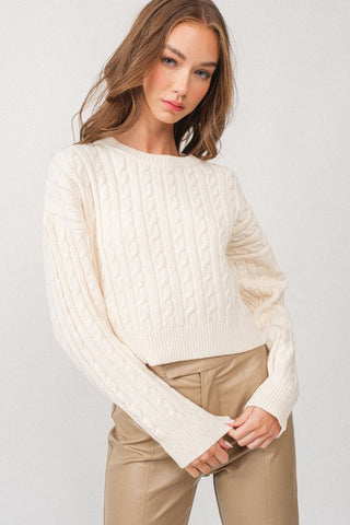 Kendall Cable Knit Crop Sweater Top