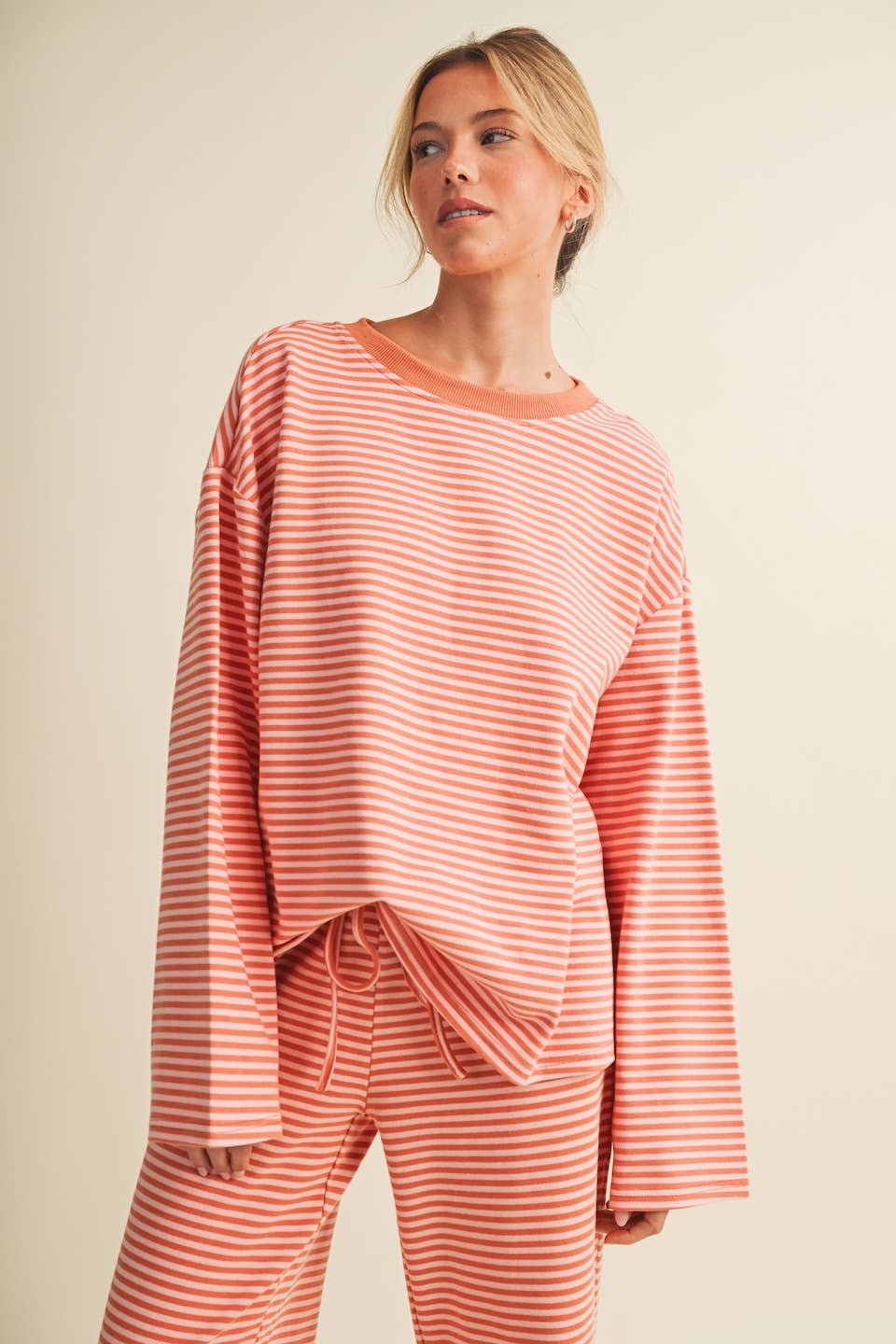 Striped Cotton Knit Oversized Top