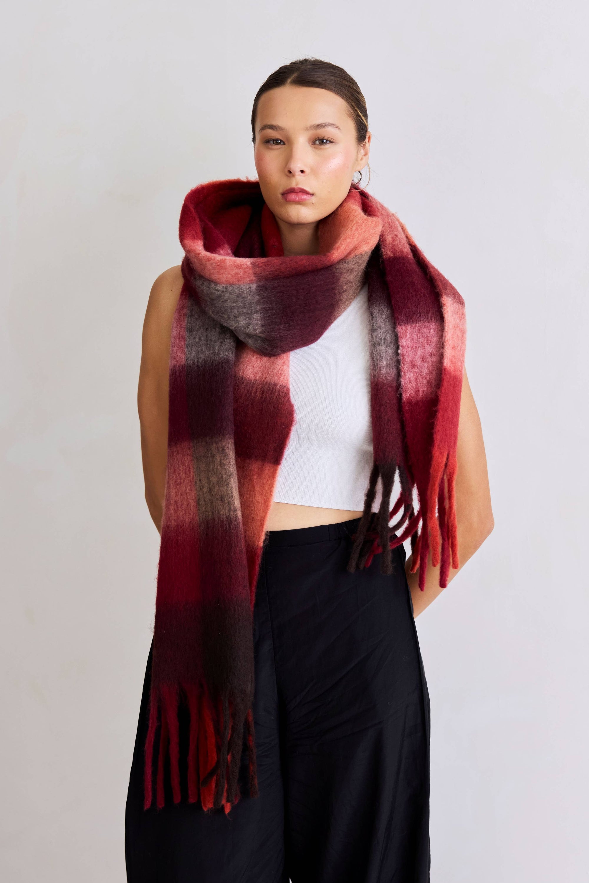 The Reykjavik Scarf  Burgundy check