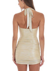 Lucy in the Sky Plunge Neck Dress in Gold