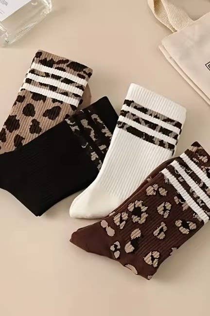 WOMAN ANIMAL LEOPARD HALF CREW THROWBACK SOCKS - sanitystyle