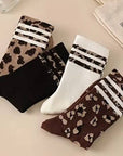 WOMAN ANIMAL LEOPARD HALF CREW THROWBACK SOCKS - sanitystyle