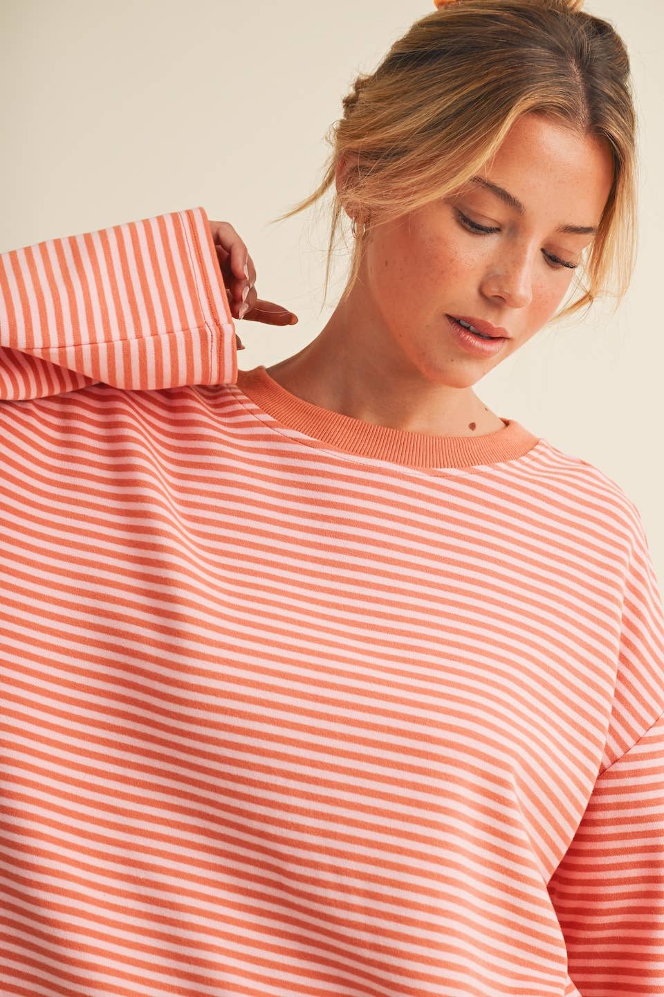 Striped Cotton Knit Oversized Top