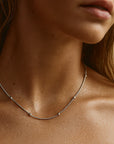 Rozlyn Beaded Ball Chain Necklace - Silver