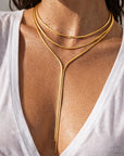 Elarina Layered Lariat Necklace - Gold