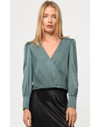 Lourdes Wrap Front Cuffed Blouse