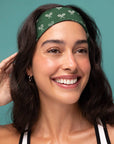 Recycled Fabric Active Headbands 3pc Set- Cream, Court Green & Navy Blue