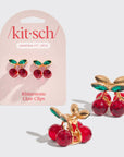 Mini Rhinestone Claw Clips 2pc Set - Cherry