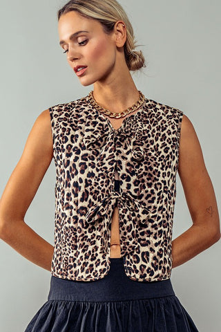 Leopard Print Padded Vest