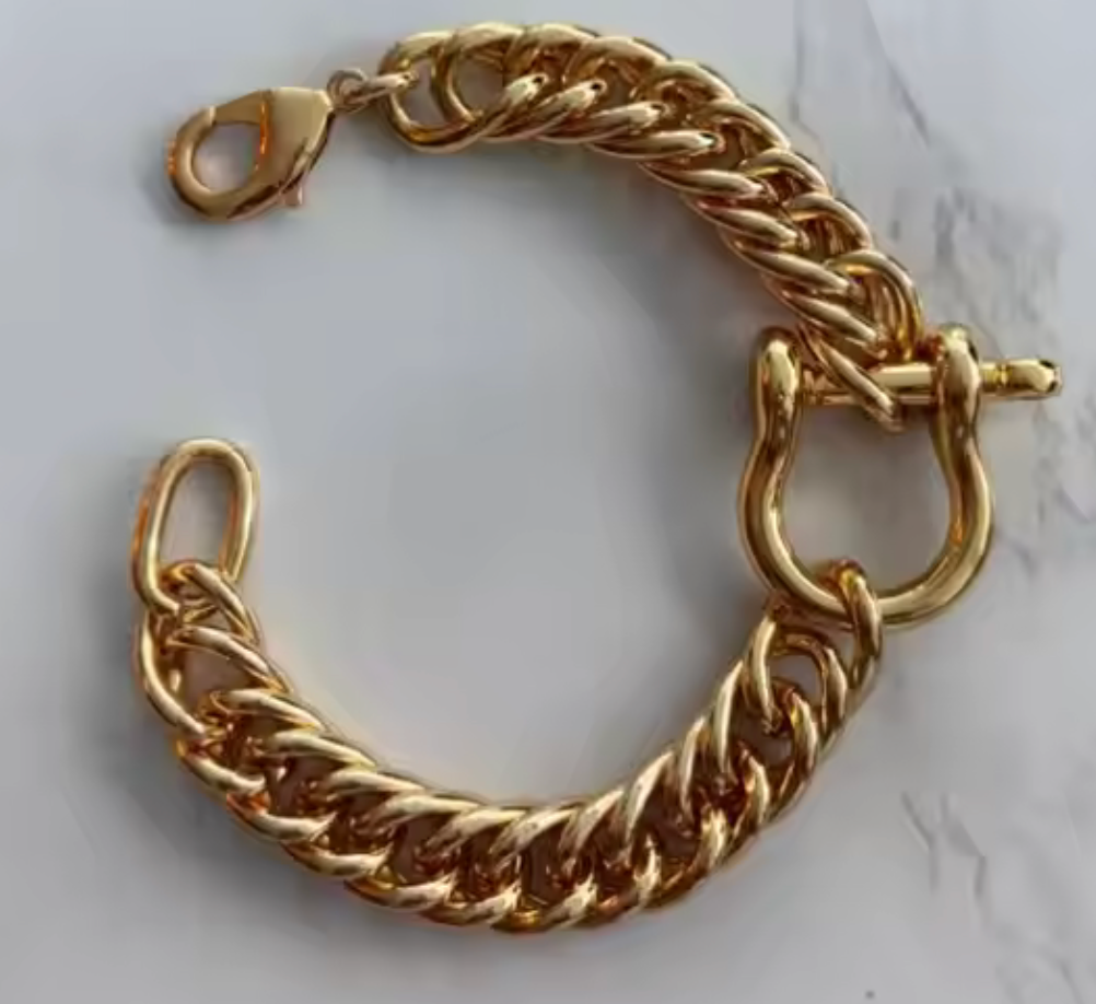 Horse Bit Carabiner Cuban Bracelet- Equestrian Steel