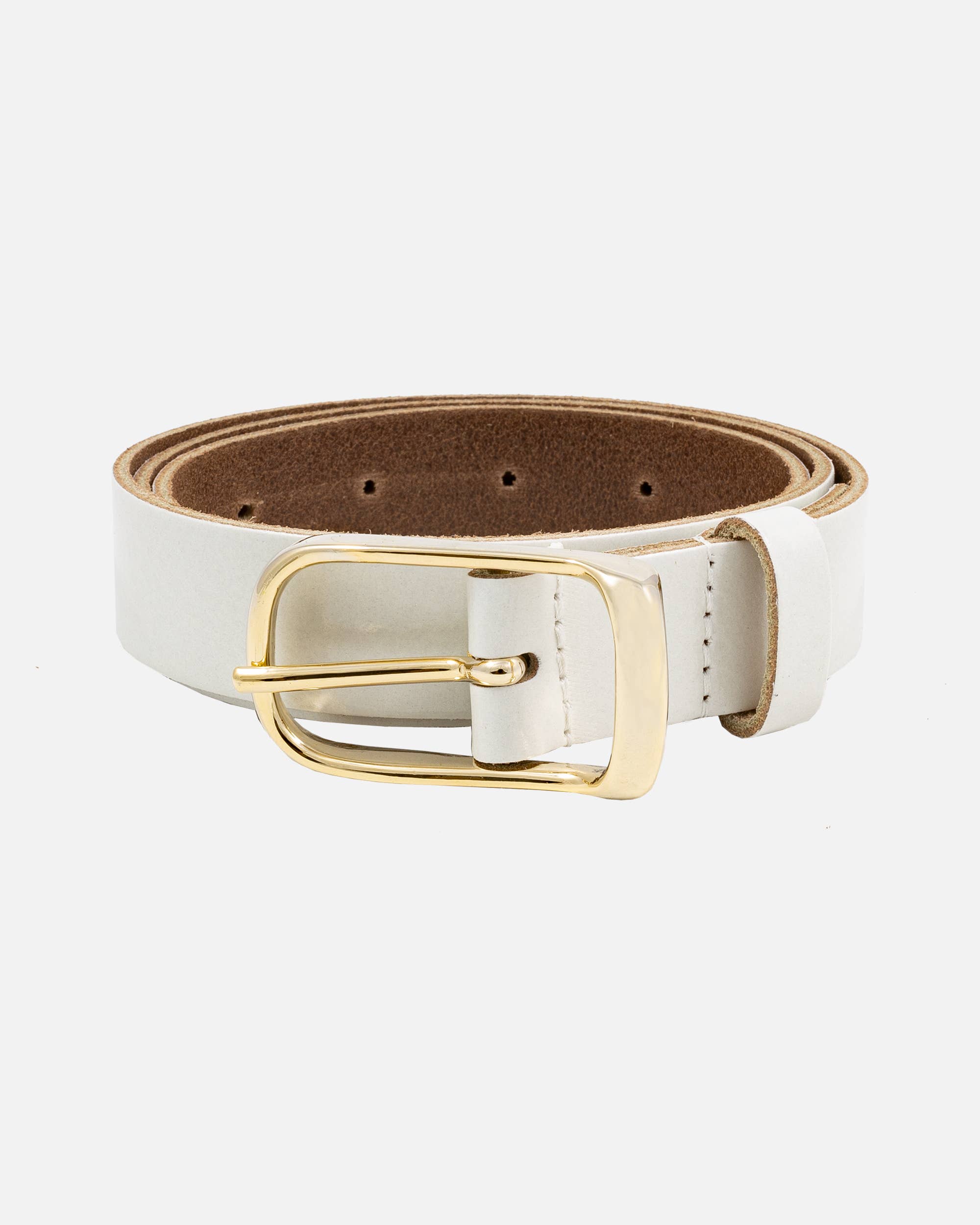 Lasse | Gold Buckle Skinny Classic Design Leather Belt Women