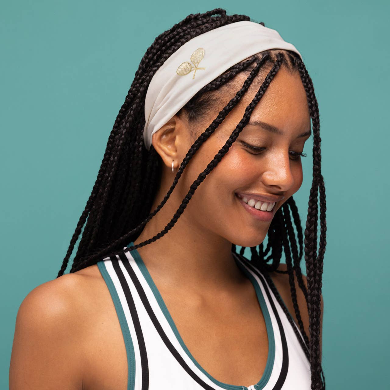 Recycled Fabric Active Headbands 3pc Set- Cream, Court Green &amp; Navy Blue