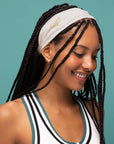 Recycled Fabric Active Headbands 3pc Set- Cream, Court Green & Navy Blue