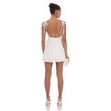 Lacey Trim Open Back Dress in White