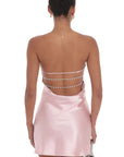 Lucy in the Sky Satin Pearl Open Back Dress in Pink