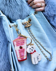 Hand-painted Doodle Puppy Bag Charm + Keychain