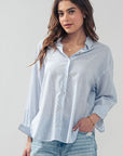 Work to Play Pinstriped Button Up Shirt