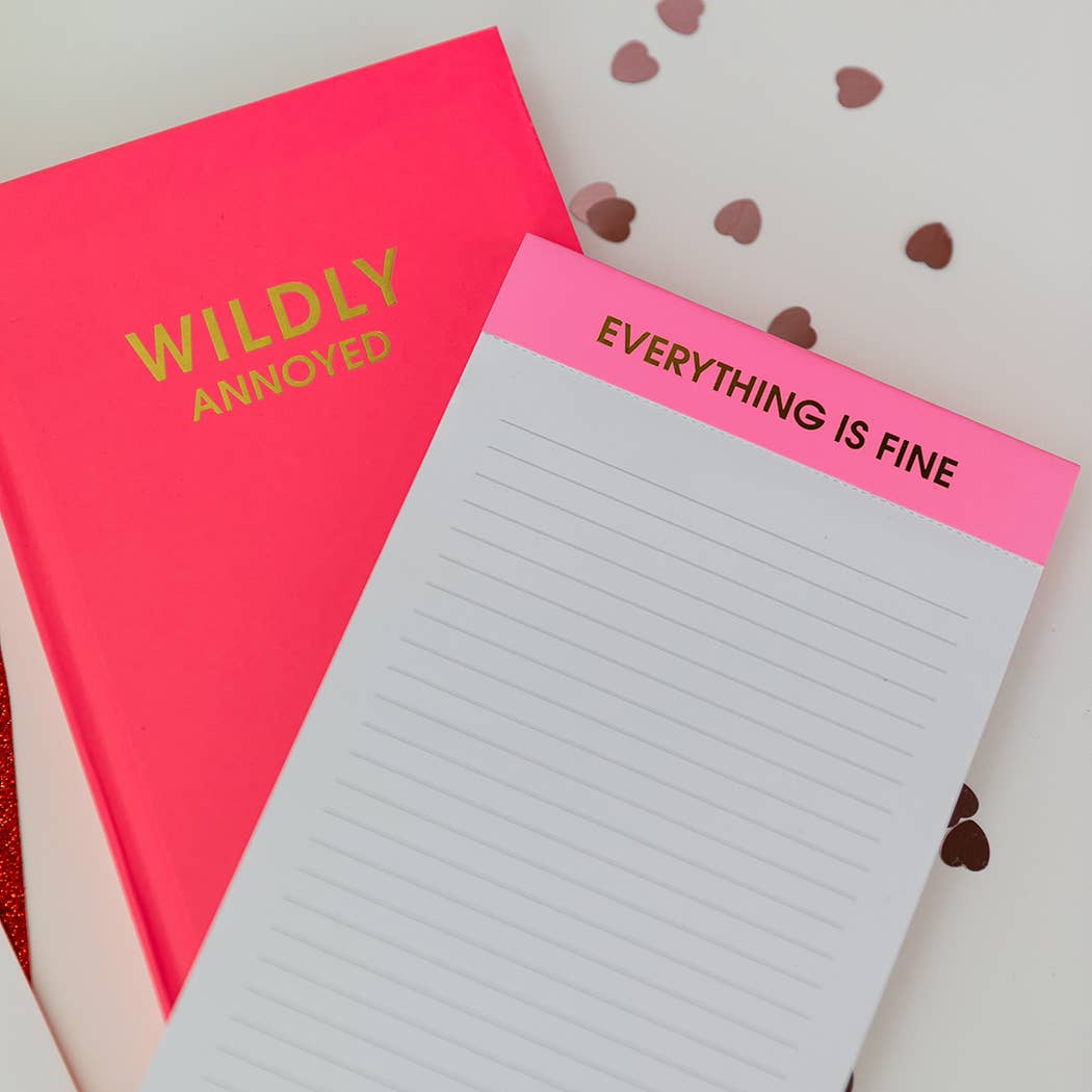Everything is Fine - Lined Notepad - Perforated Sheets - Pink