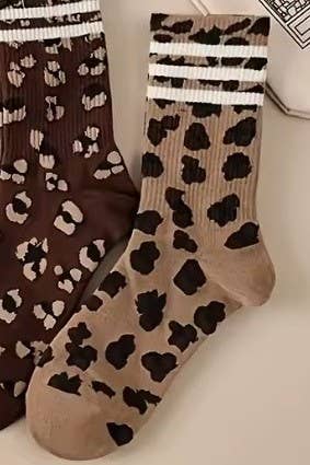 WOMAN ANIMAL LEOPARD HALF CREW THROWBACK SOCKS - sanitystyle