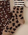 WOMAN ANIMAL LEOPARD HALF CREW THROWBACK SOCKS - sanitystyle