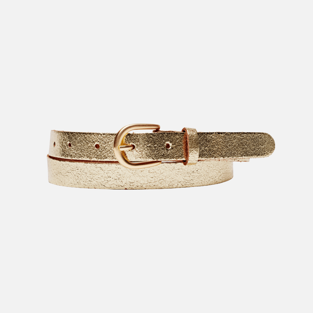 Eva | Metallic Skinny Fun Full Grain Leather Belt Women