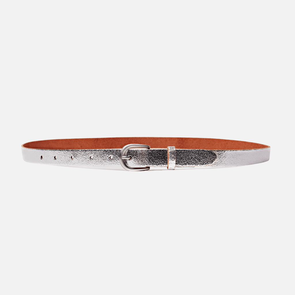 Eva | Metallic Skinny Fun Full Grain Leather Belt Women