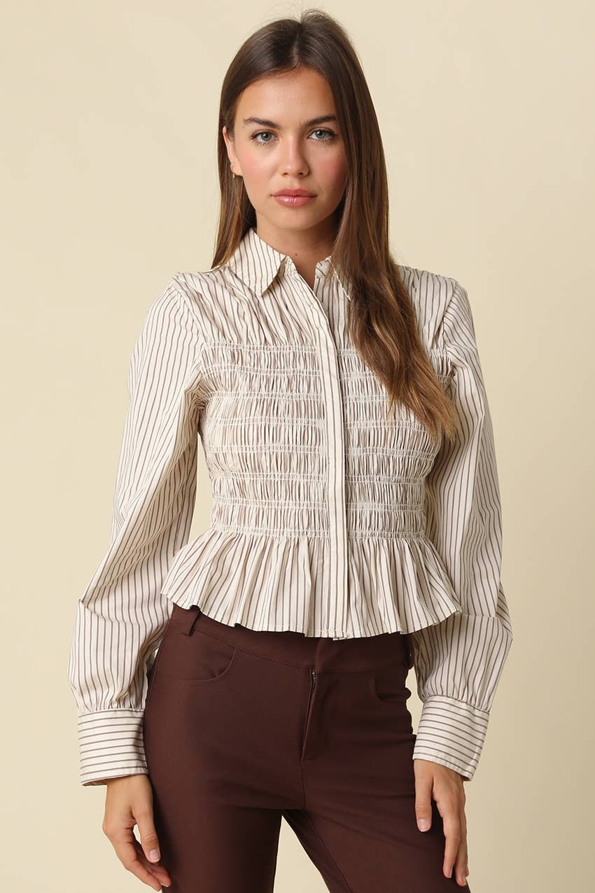 Nomi Smocked Peplum Shirt