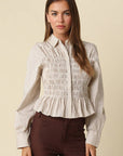 Nomi Smocked Peplum Shirt