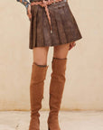 Mona Pleated Leather Skirt