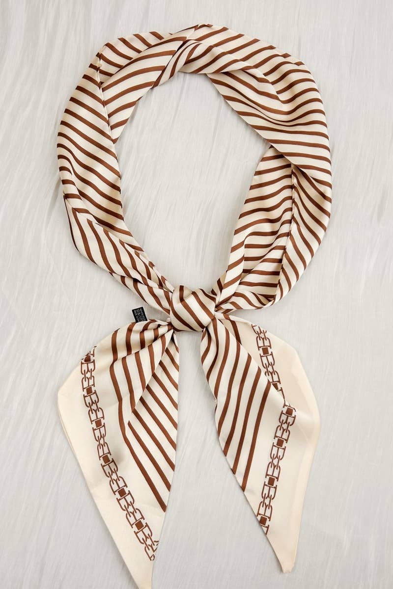 Striped Satin Silky Skinny Scarf
