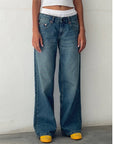 Vinnie Low Rise Wide Leg Denim Jeans