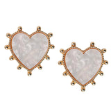 Gold Studded Pink Tortoise Valentines Heart Earrings