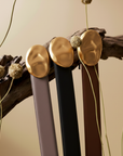 Clean Leather Belt with Gold Hammered Pebble Buckle