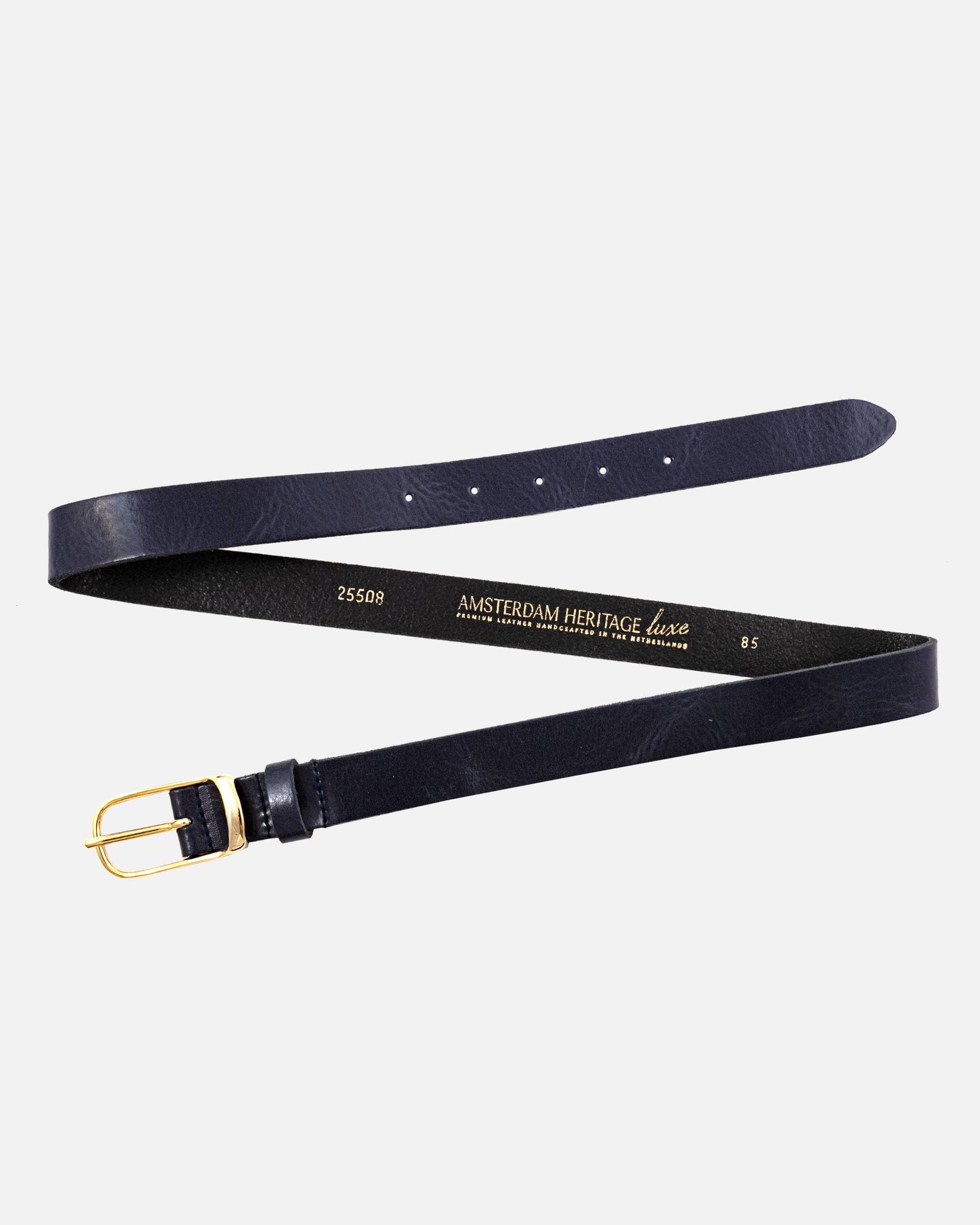 Lasse | Gold Buckle Skinny Classic Design Leather Belt Women