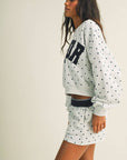 Amour Polka Dot Print Crewneck Crop Sweatshirt