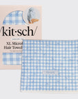 XL Hair Towel Wrap - Gingham Blue